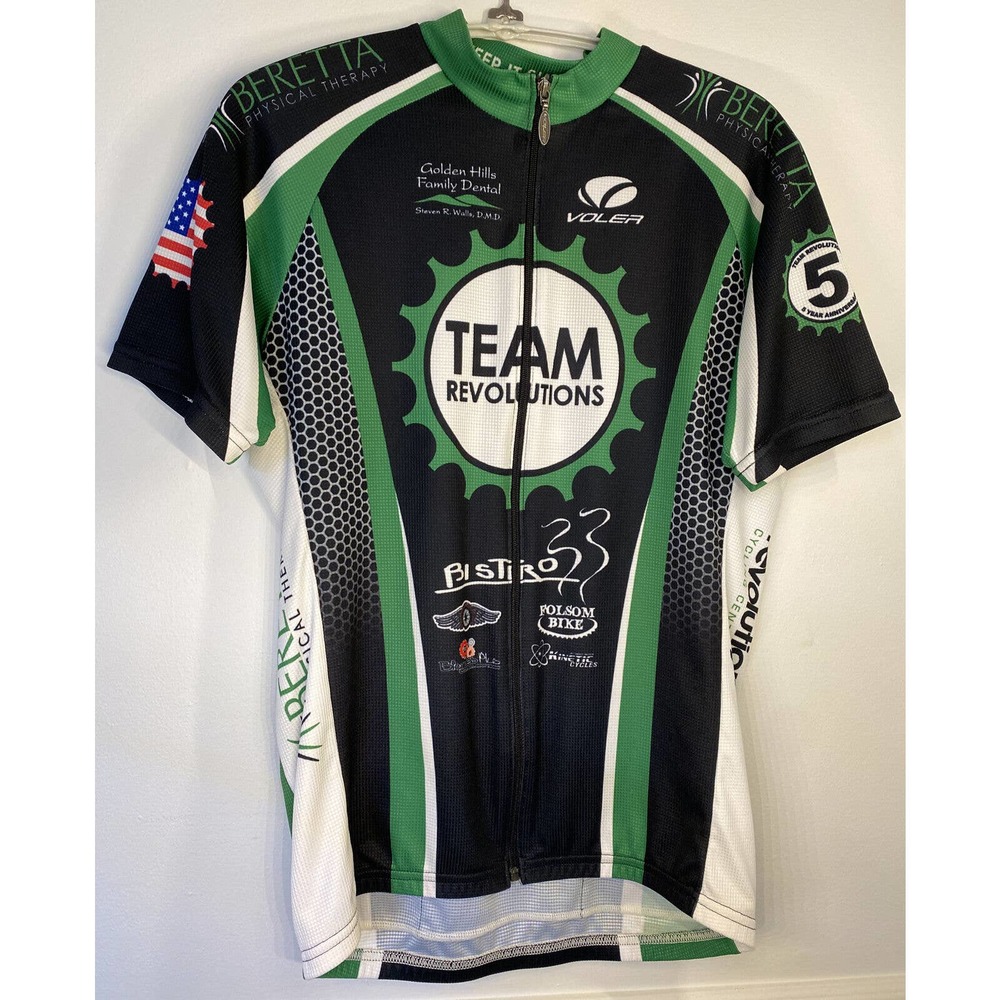 Voler Mens Medium Cycling Jersey Team Revolution Green Black White Large